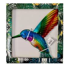 Hummingbird Glass Metal Wall Art 32cm