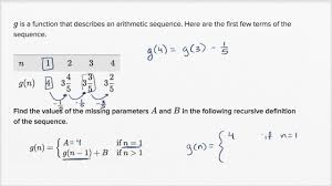 Recursive Formulas For Arithmetic Sequences Algebra Video