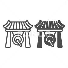 Japanese Gazebo Gong And Wooden Roof