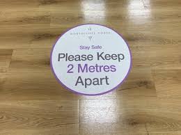 As thick as a playing card, our floor stickers are double laminated with a weatherproof coating, protecting them from scratches, fading & rain. Non Slip Social Distancing And Guidance Floor Stickers A Local Printer