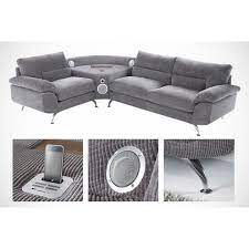 Are you looking for a sofa with inbuilt speakers, you're in the right place then. Sofology Grey Fabric Corner Sofa Integrated Speakers Iphone Dockin The Furniture Mega Store