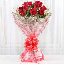 12 red rose bouquet free home