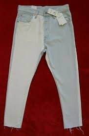 Levi S 501s Skinny Womens Two Tone White And Light Blue Jeans Denim Size 28 For Sale Online Ebay