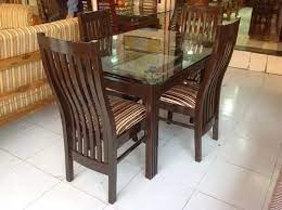 Glass 4 Chair Dining Table Set Size