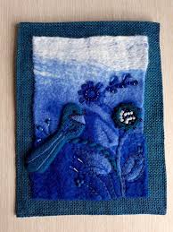 blue bird 3d painting textile wall art