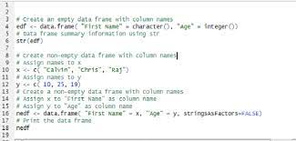 data frame with column names