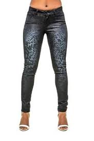 Details About Poetic Justice Curvy Womens Blue Coated Stretch Twill Animal Print Skinny Jeans