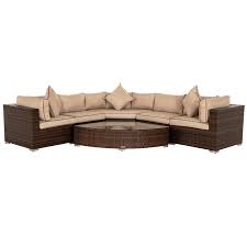 Rattan Garden Corner Sofa Set In Brown