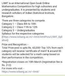In mathematics, a limit is an anticipated value of a function or sequence based on the points around it. Luckshay Batra On Twitter International Online Mathematics Contest Https T Co Ix6fudppjr Mail Id Limit Isibangalore Gmail Com Maths Exams Mathematics Highermath Mathsclass Mathisfun Lovemath Solve Mathlover Instamath Education