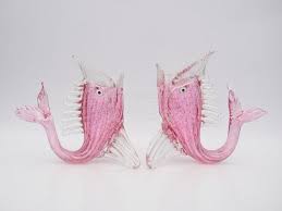 Murano Pink Glass Fish Sculpture Art