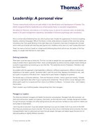 leadership a personal view thomas