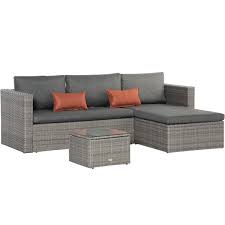 outsunny rattan sofa set with coffee