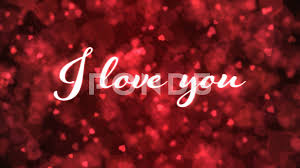 pulsing animated i love you text and