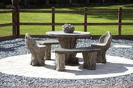 Woodlands Stone Benches Table Patio
