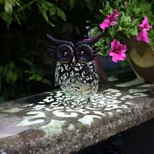 Outdoor Metal Solar Owls Gardening