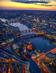 london city night aerial photography