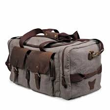 solid leather and canvas duffle bag for