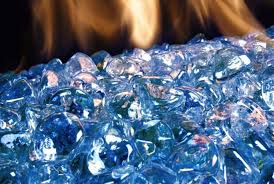 Diamond Nugget Fire Glass Steel Blue