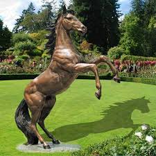 Life Size Rearing Horse Garden Statue