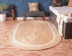 indian hand braided oval jute rug