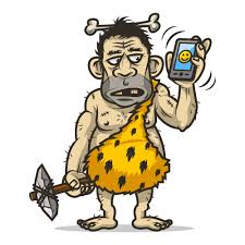 Premium Vector | Illustration, neanderthal man holds mobile phone, format  eps 10