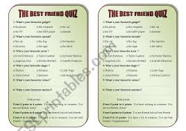 the best friend quiz esl worksheet by
