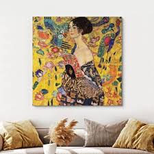 Wall26 Woman With Fan Or Lady With Fan By Gustav Klimt Canvas Wall Art 16 X 16