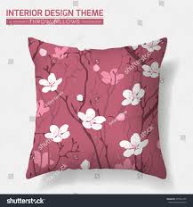 Cherry Blossom Decorative Throw Pillow Design Stock Vector