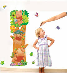 Winnie Pooh Cartoon Children Room Trees Bear Animals Wall Stickers Height Measure Growth Chart For Kids Room Home Nursery Decals