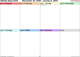 Weekly Calendars 2019 For Word 12 Free Printable Templates