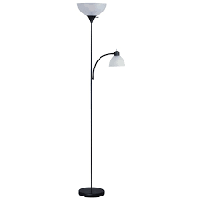 Park Madison Lighting Pmf 9170 31 72 Inch Tall 150 Watt Torchiere Floor Lamp With Adjustable Reading Side Arm Lamp Black Finish With Frosted Shade Walmart Com Walmart Com