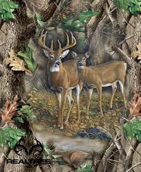 Forest Real Tree Deer Quilt Panel 9903