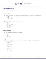 13 Complex Numbers Worksheet