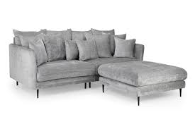 turin grey 3 seater sofa footstool