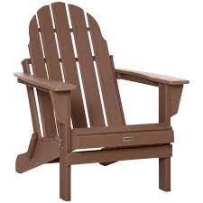 Outsunny Brown Plastic Adirondack Chair For Patio Deck And Lawn Furniture