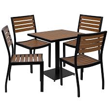Outdoor Faux Teak Table With 4 Chairs