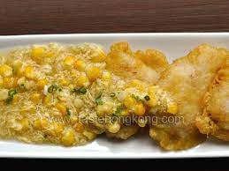 fried fish fillets with corn sauce