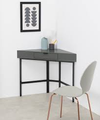 Corner desk has a curved front that is ideal for comfort in corner placement applications. Marcell Compact Corner Desk Grey Made Com