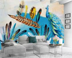 Turquoise teal peacock contemporary modern living room. Home Decor 3d Wallpaper Beautiful Feather Blue Peacock Living Room Bedroom Background Wall Decoration Mural Wallpaper From Yunlin188 12 31 Dhgate Com