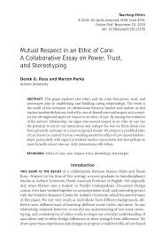 mutual respect in an ethic of care a collaborative essay on power document is being loaded