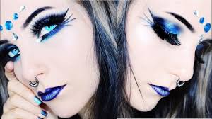 ocean blue smokey goth makeup you