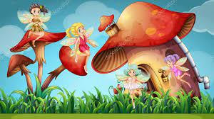 Fairies Flying In The Mushroom Garden