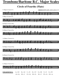 Trombone Baritone B C Major Scale Chart Download Printable