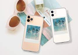 polaroid palm tree clear phone case for