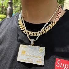 iced out credit card pendant necklace