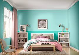 subtle teal two colour for bedroom walls