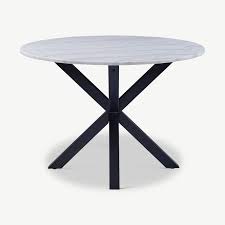 Talon Round Dining Table White Marble