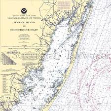 Maryland Chincoteague Fenwick Nautical Chart Decor