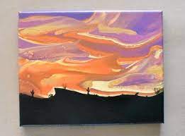 A Sunset Painting With Acrylic Pouring