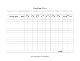 This Weekly Payroll Form Template Has Space For Y Community